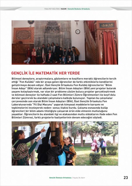 GENÇLİK EĞİTİM KURUMLARI KASIM BÜLTENİ 2017