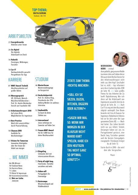 audimax ING 1/2018 - Karrierezeitschrift für Ingenieure
