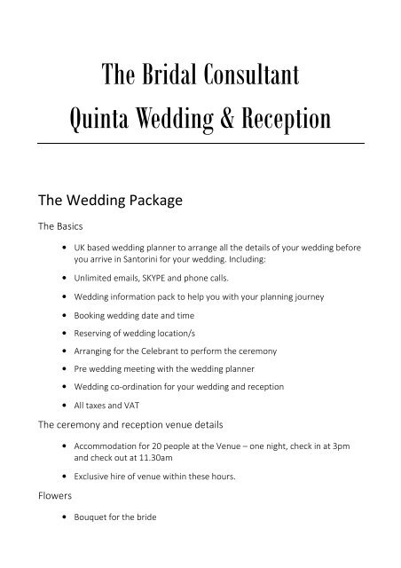 2. Prices  - Portugal - Private Qunita Wedding