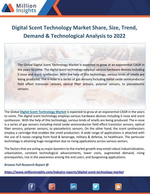 Digital Scent Technology Market Share, Size, Trend, Demand & Technological Analysis to 2022