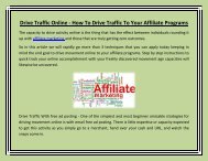 Drive Traffic Online - How To Drive Traffic To Your Affiliate Programs