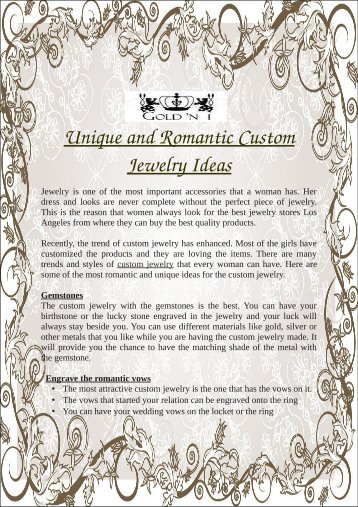 Unique and Romantic Custom Jewelry Ideas