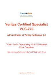 [2017] VCS-276 Exam Material - Veritas VCS-276 Dumps