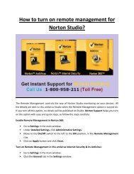 How to turn on remote management for Norton Studio