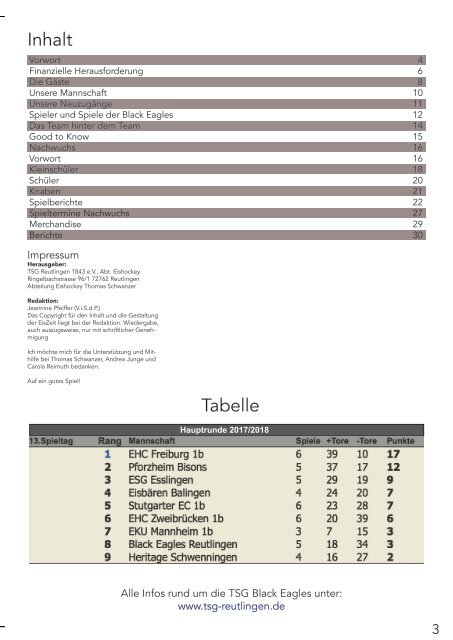 Eiszeit Stadionzeitung Black Eagles vs Heritage Schwenningen 10122017