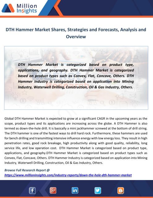 DTH Hammer Market Shares, Strategies and Forecasts, Analysis and Overview