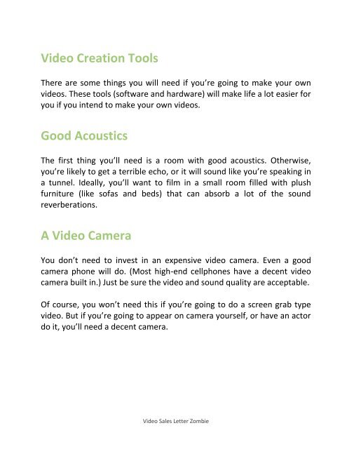 Video Salesletter Guide - How To Make Video Sales Letter