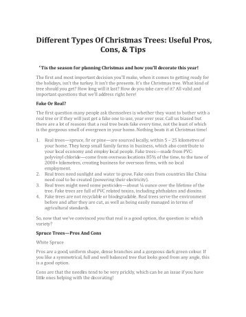 Different Types Of Christmas Trees - Useful Pros, Cons and Tips