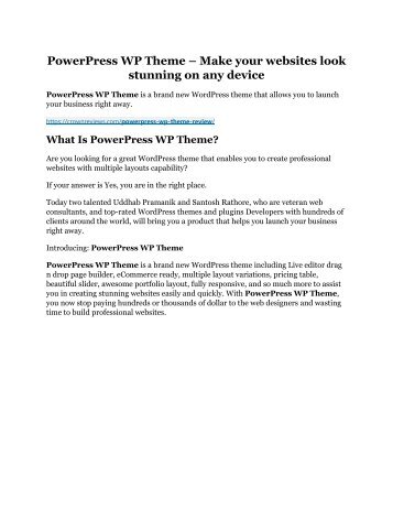 PowerPress WP Theme Review