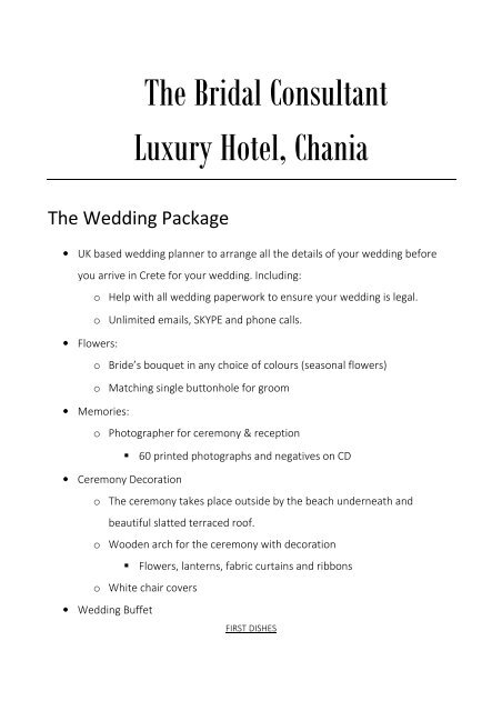 2. Chania Prices - Luxury Hotel Wedding