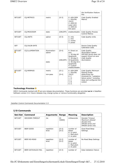 COGNEX DM100_200 ControlCommands - Bci GmbH