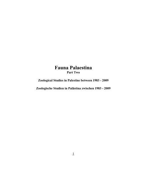 Fauna Palaestina Part  2 Book By Dr Norman Ali Khalaf von Jaffa 2012