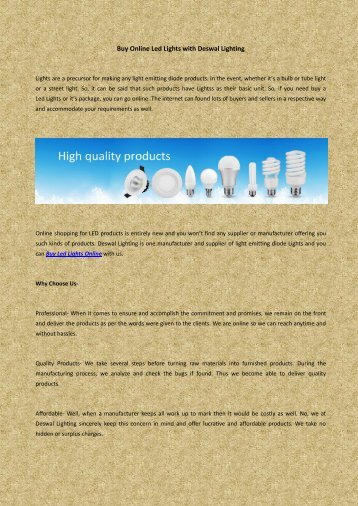 Buy Online Led Lights with Deswal Lighting