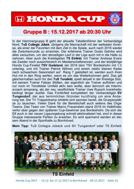 Magazin Honda Cup 2017