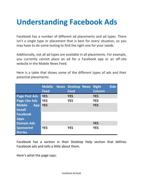 Facebook Ad Guide - How Facebook Ads Work