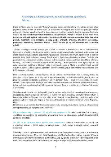 Astrologie a 5 dimenze projev na naší osobnost, společnost, lidstvo … 10.12.2017