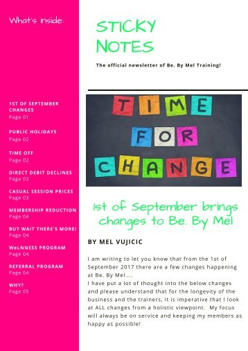 1st of Sept Changes Be. By Mel