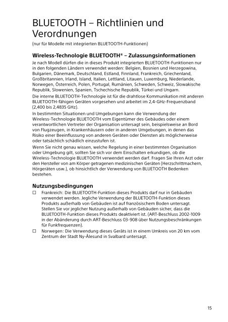 Sony SVT1112S1E - SVT1112S1E Documents de garantie Allemand