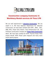 Construction company Contractor & Machinery Rental services At Tiara LTD