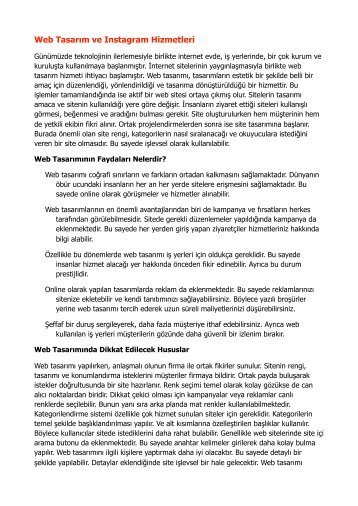 Web Tasarim ve Instagram Hizmetleri