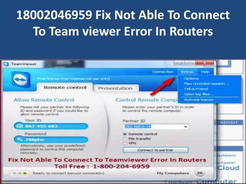 18002046959 Fix Not Able To Connect To Team viewer Error In Routers