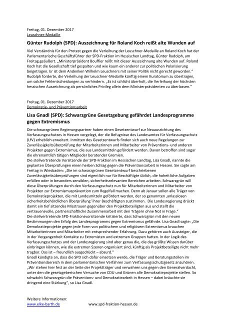 Meldungen aus der SPD-Landtagsfraktion (3)