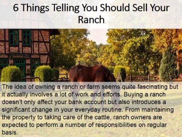 6 Things Telling You Should Sell Your Ranch