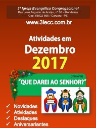 Programação do mês de Dezembro - 3ª IECC