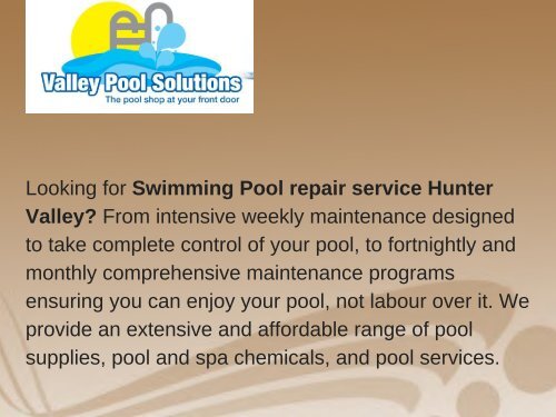 Swimming pool equipment Maitland