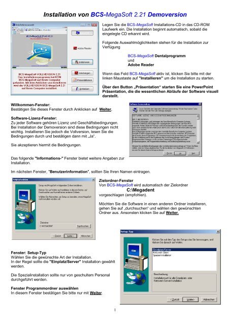 Installation von BCS-MegaSoft 2.21 Demoversion - BCS-Linke ...