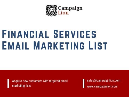 Financial Services Email Marketing List | Finance Industry Email Database