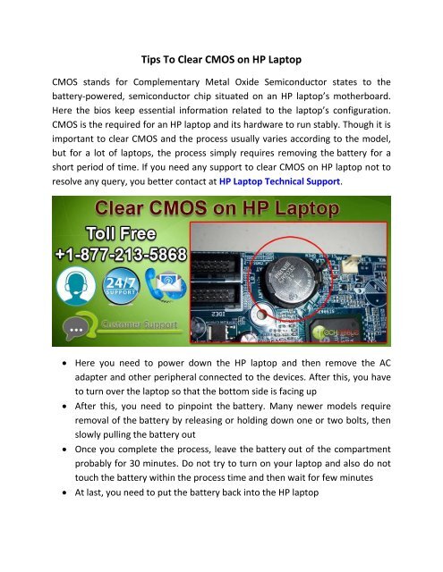 Tips To Clear CMOS on HP Laptop