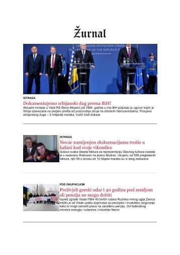 .SEDMIČNI NEWSLETTER ŽURNALA OD 03.12. do 10.12.2017.godine