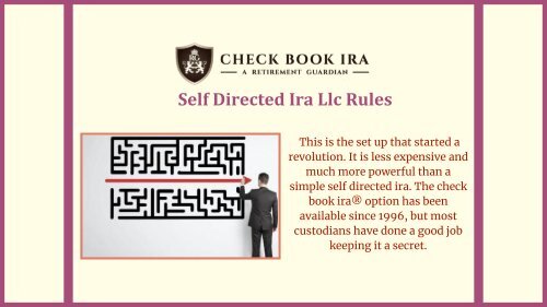   Self Directed Ira Llc Rules | Checkbook Ira Llc                    