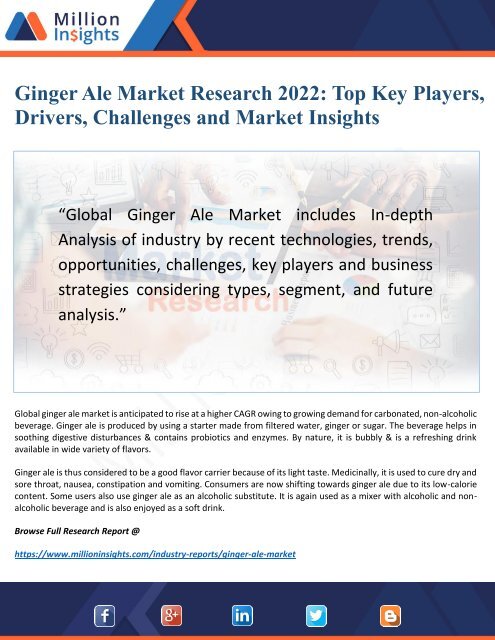 Ginger Ale Market 2022 by Manufacturers, Challenges 