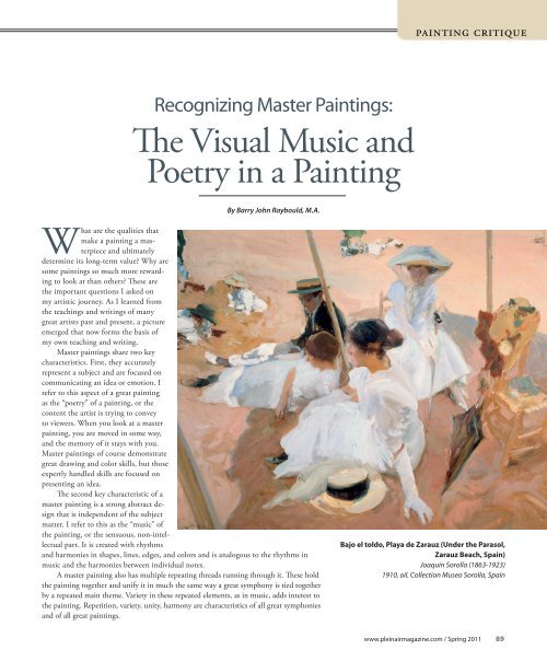 Recognizing Master Paintings - The Visual Music and Poetry In a Painting