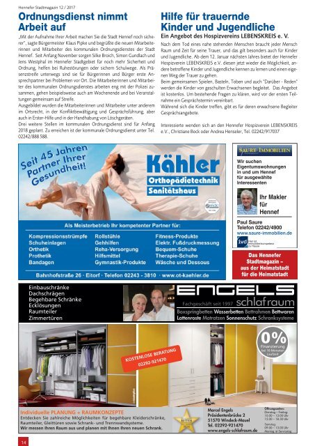 Hennefer Stadtmagazin, Ausgabe 12 / Dez. 2017 - Januar 2018