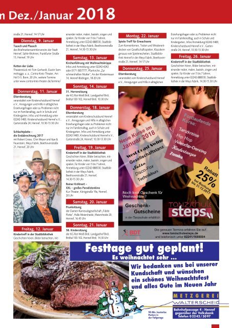 Hennefer Stadtmagazin, Ausgabe 12 / Dez. 2017 - Januar 2018