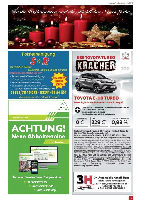 Hennefer Stadtmagazin, Ausgabe 12 / Dez. 2017 - Januar 2018