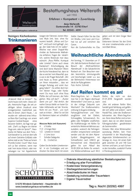 Stadtmagazin Eitorf, Windeck, Ruppichteroth, Ausgabe 12 / Dez. 2017 - Jan. 2018