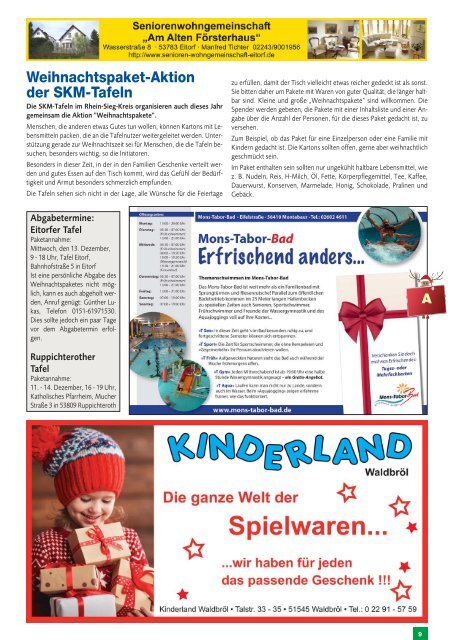 Stadtmagazin Eitorf, Windeck, Ruppichteroth, Ausgabe 12 / Dez. 2017 - Jan. 2018