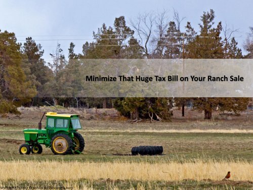 Minimize That Huge Tax Bill on Your Ranch Sale