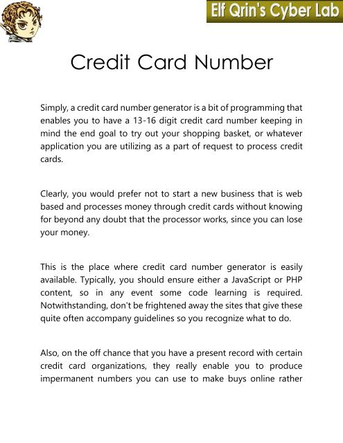 Credit Card Number