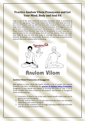 Practice Anulom Vilom Pranayama and Get Your Mind, Body and Soul Fit