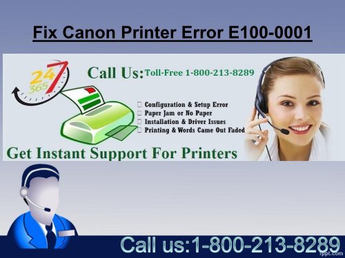 Fix Canon Printer Error E100-0001 by 1-800-213-8289