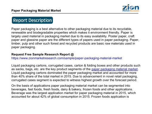 Global Paper Packaging Material Market, 2015 – 2021