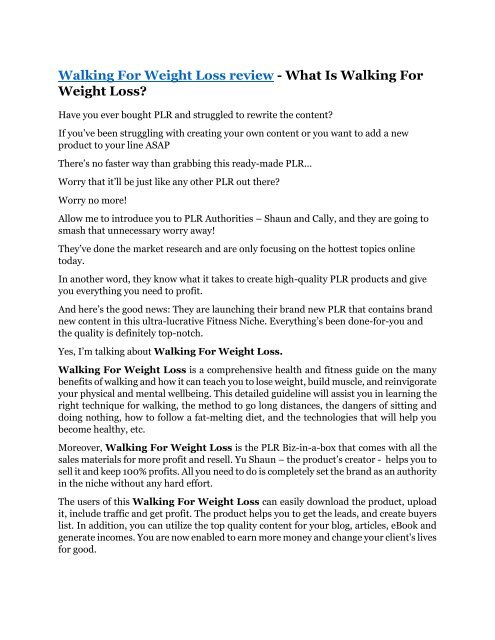Walking For Weight Loss review and (SECRET) $13600 bonus
