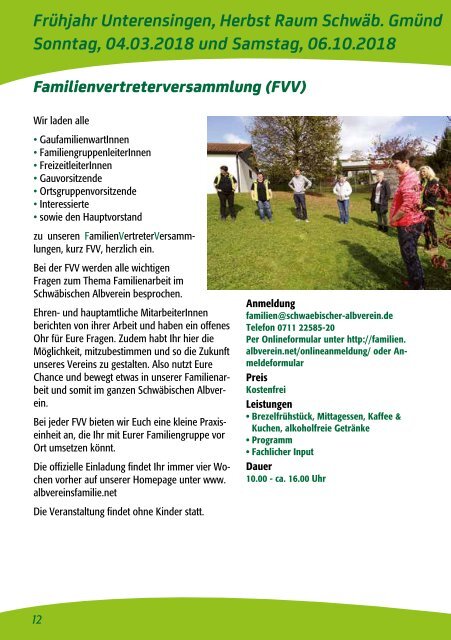 Familien-Programme 2018 im Schwäbischen Albverein.