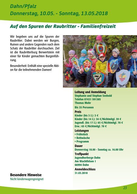 Familien-Programme 2018 im Schwäbischen Albverein.