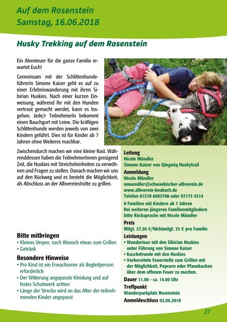 Familien-Programme 2018 im Schwäbischen Albverein.